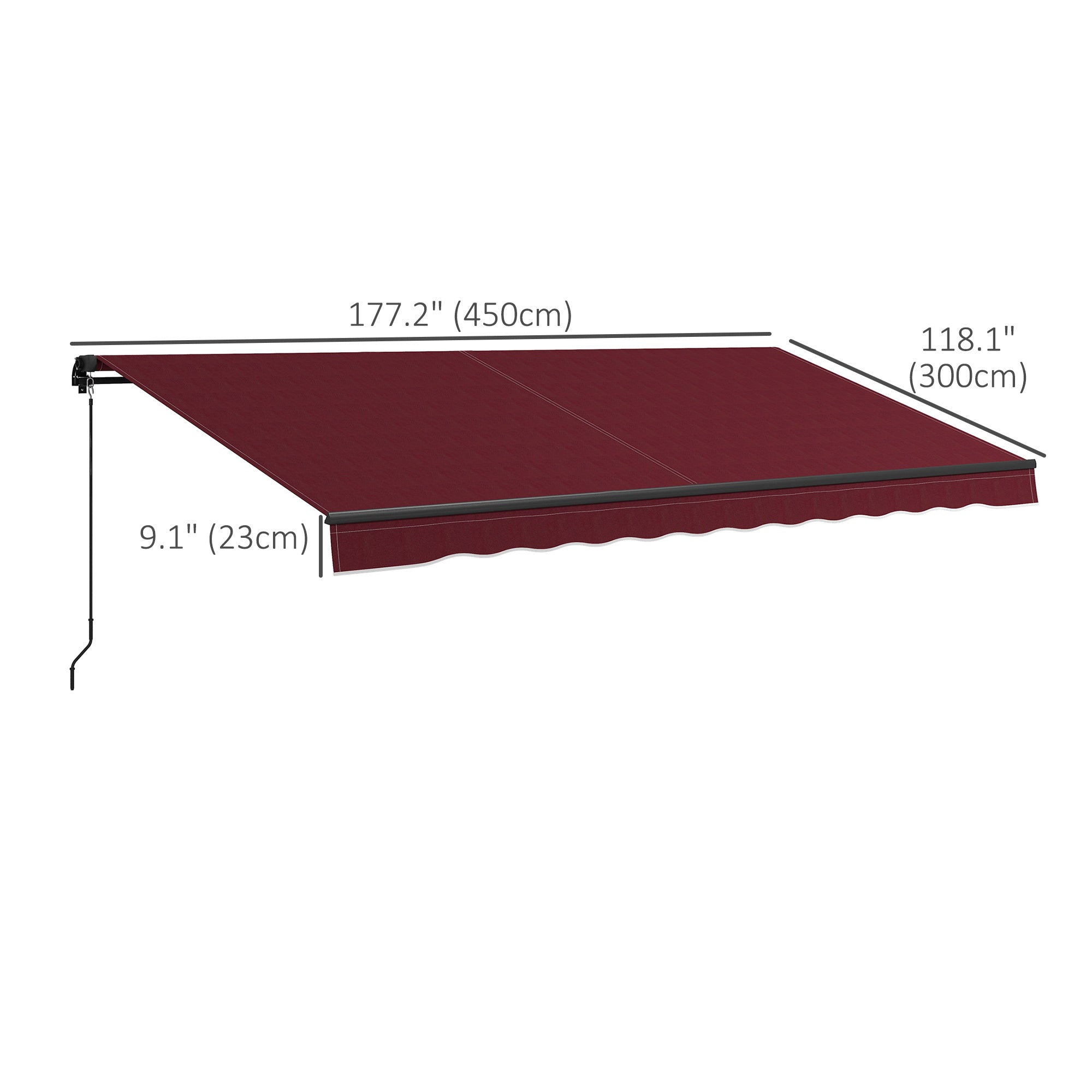 15' x 10' Retractable Awning, 280gsm UV Resistant Sunshade Shelter, for Deck, Balcony, Yard, Wine Red Window Awnings at Gallery Canada