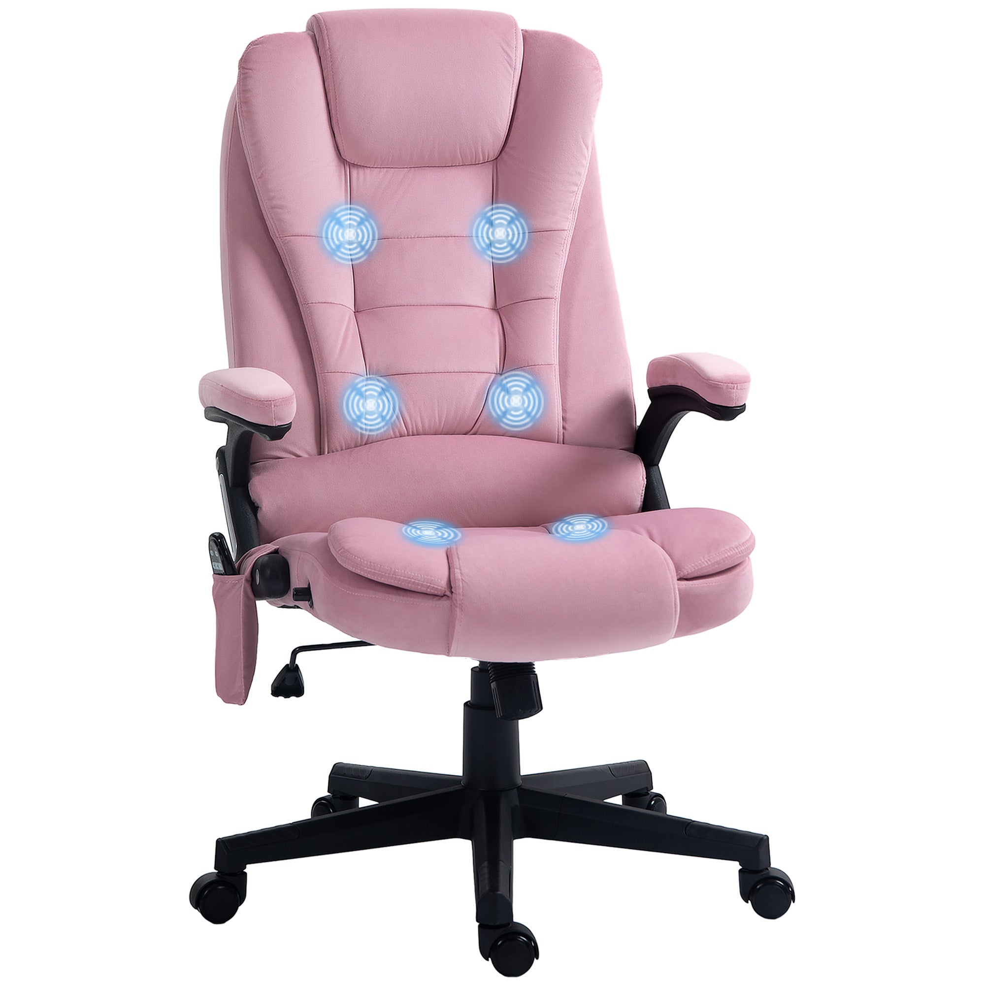 6 Point Vibrating Massage Office Chair High Back Executive Chair with Reclining Back, Swivel Wheels, Pink Massage Chairs   at Gallery Canada