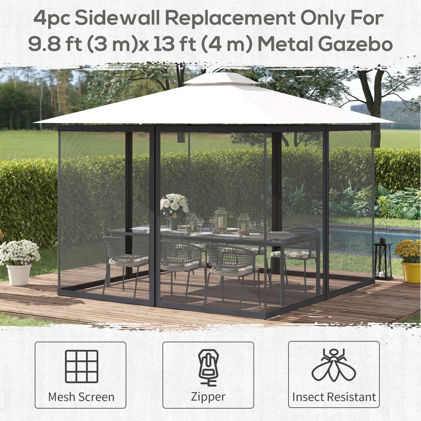 Replacement Mosquito Netting for Gazebo 10' x 13' Black Screen Walls for Canopy with Zippers Gazebos   at Gallery Canada