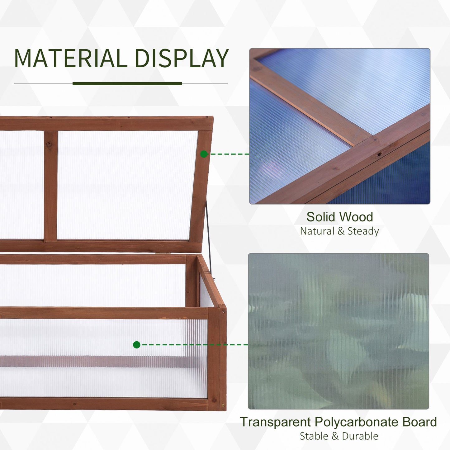 39" x 26" x 16" Wooden Cold Frame with Openable and Tilted Top Cover, Small Polycarbonate Planter Box for Flowers, Vegetables, Plants, Brown Greenhouses at Gallery Canada