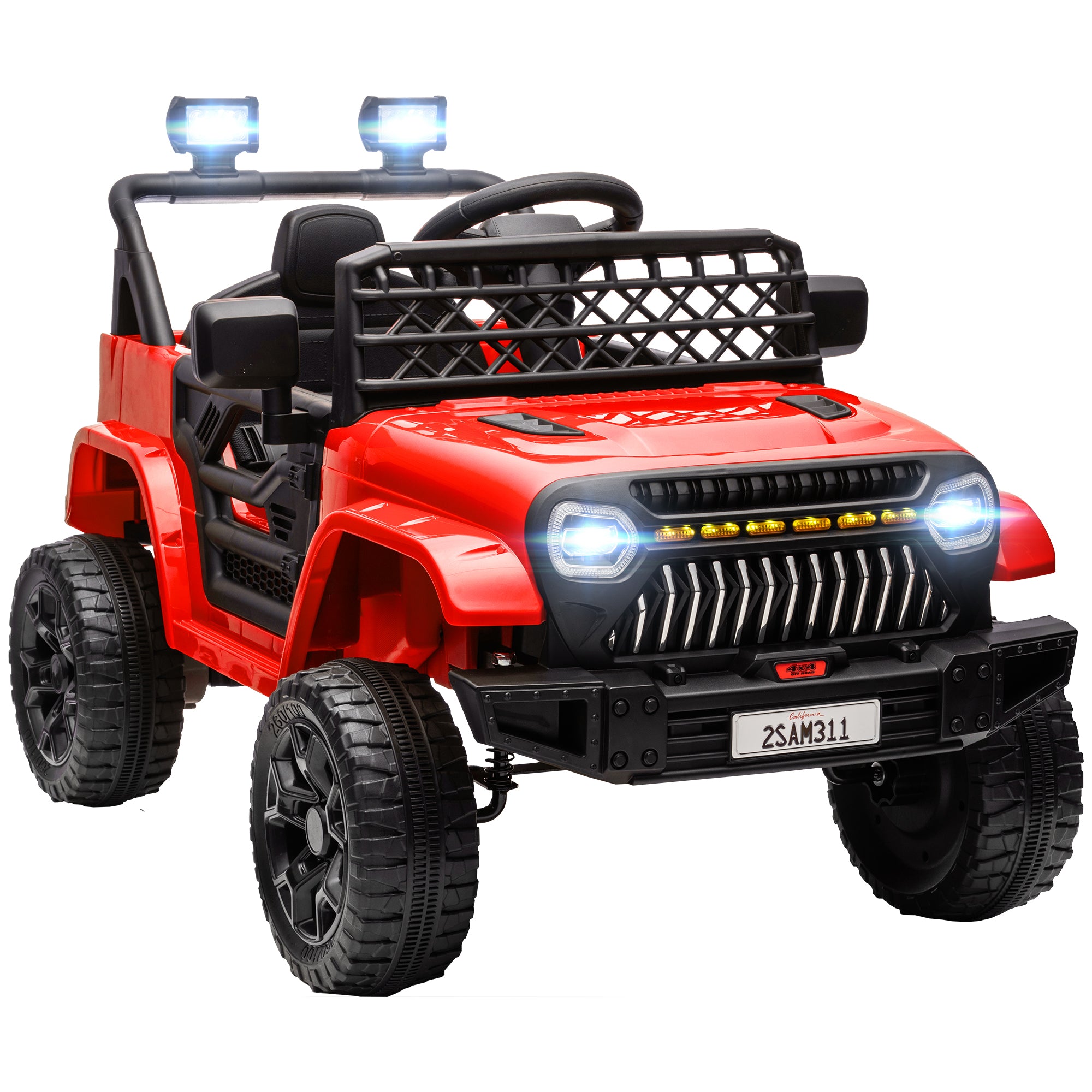 12V Ride on Truck, Electric Car for Kids with Remote Control, Suspension, 3 Speeds, USB Music Headlights, Red Electric Toy Cars   at Gallery Canada