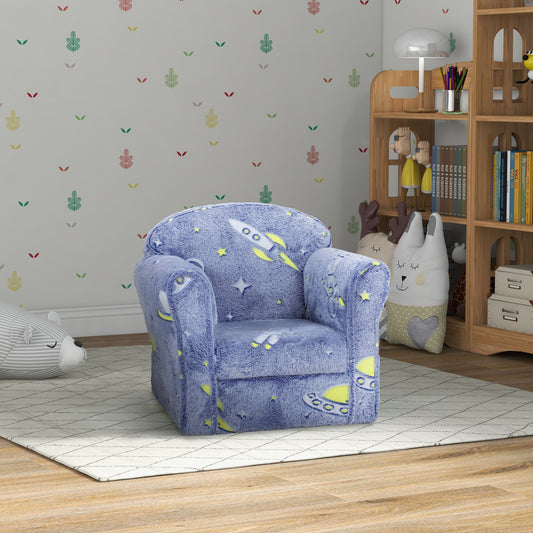 Toddler Chair with Luminous Universe Design, Wooden Frame, for 18-36 Months, Blue Kids Chairs & Seating   at Gallery Canada