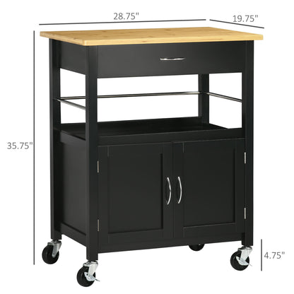 Kitchen Cart, Utility Trolley, Small Kitchen Island with Storage Drawer &; Side Hooks for Dining Room, Black Kitchen Islands & Kitchen Carts Black  at Gallery Canada