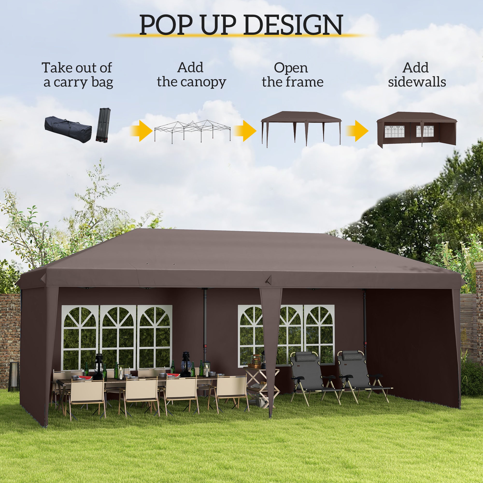 10' x 20' Outdoor Pop Up Canopy Tent Party Tent Instant Shelter W/ Carrying Bag, Coffee Pop Up Canopies at Gallery Canada