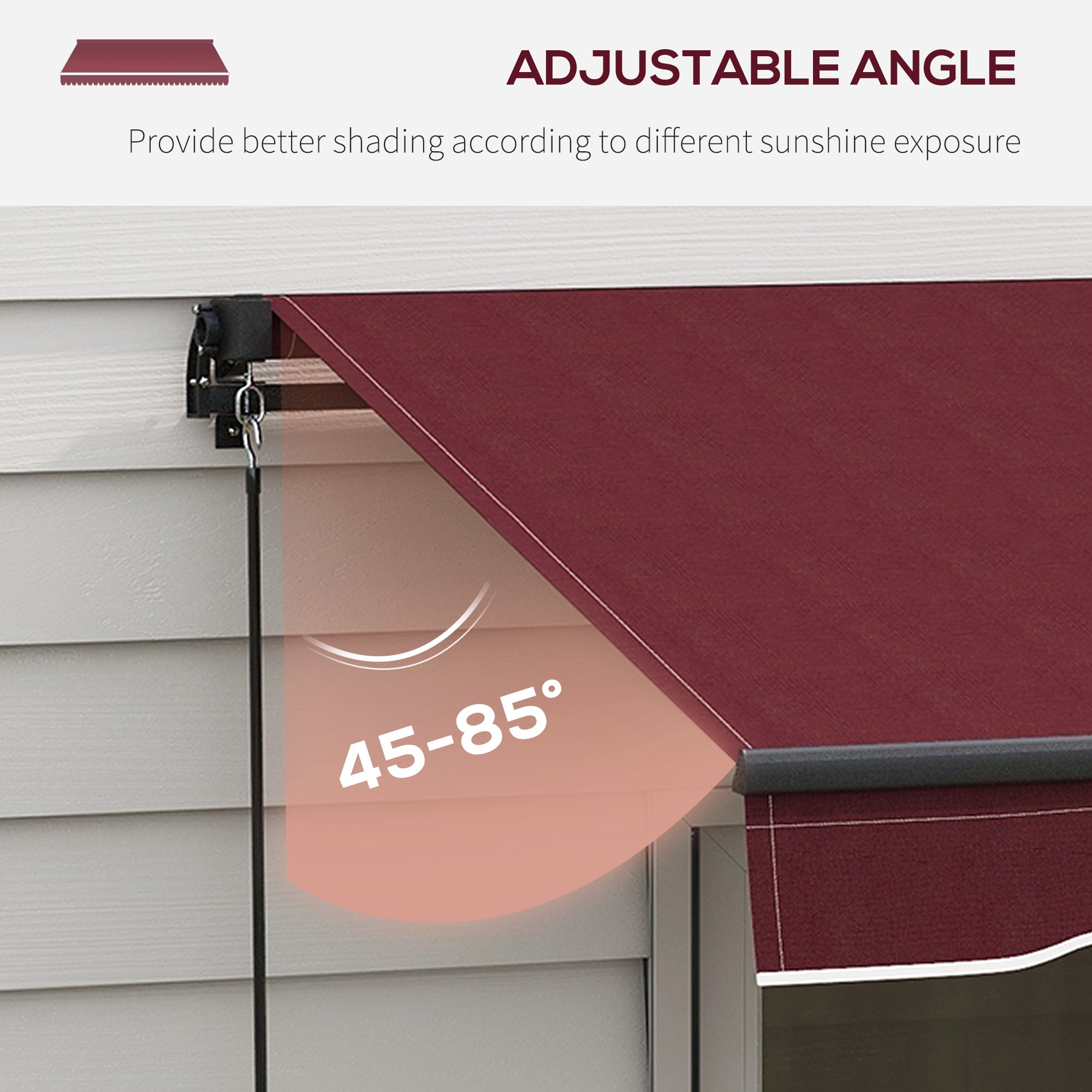 13' x 10' Retractable Awning, 280gsm UV Resistant Sunshade Shelter, for Deck, Balcony, Yard, Wine Red Window Awnings at Gallery Canada