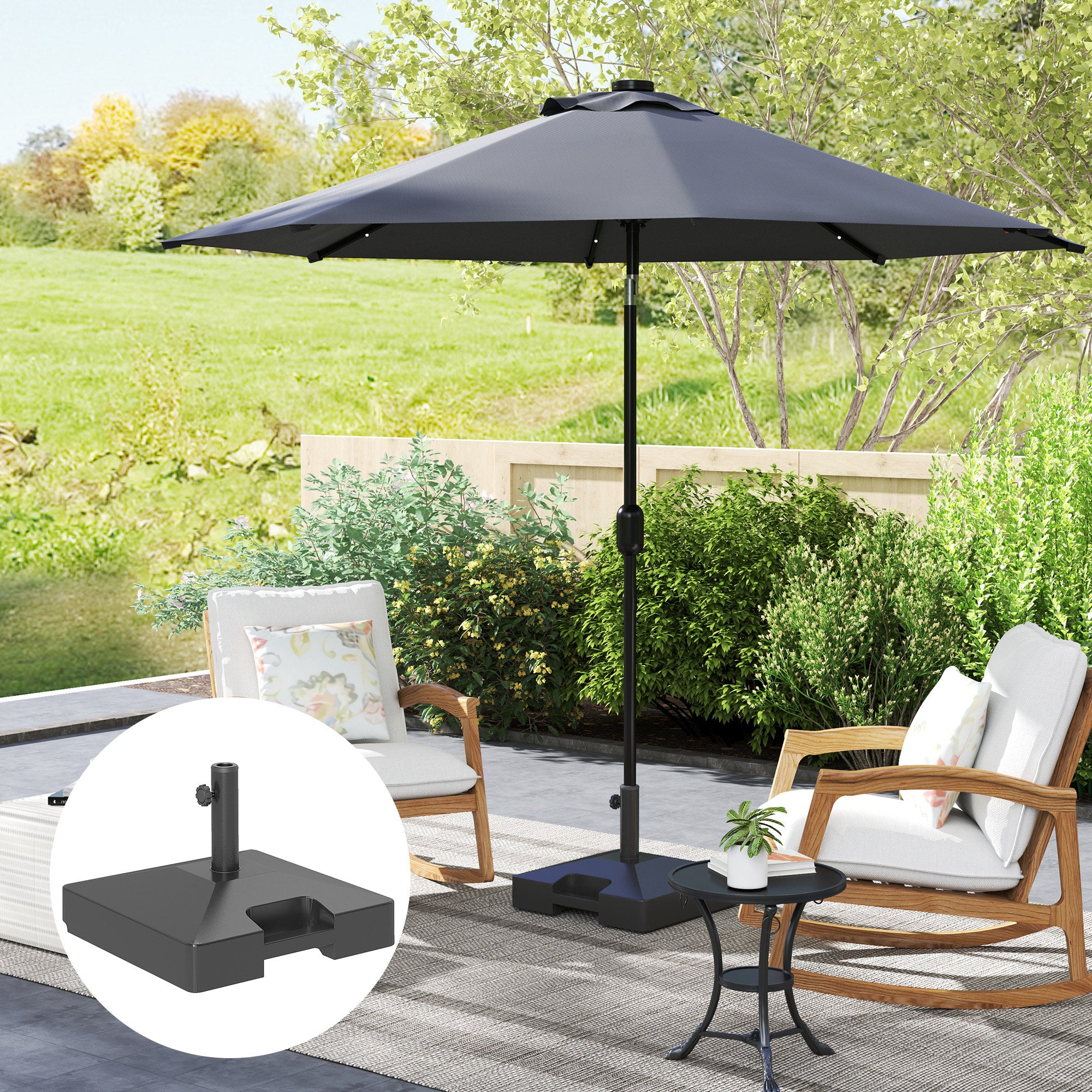 Patio Umbrella Base with Wheels Handle, Heavy Duty Outdoor Umbrella Stand Base, Filled Up to 73lbs with Stand or 57lbs with Water for Garden, Poolside, Black Umbrella Bases at Gallery Canada