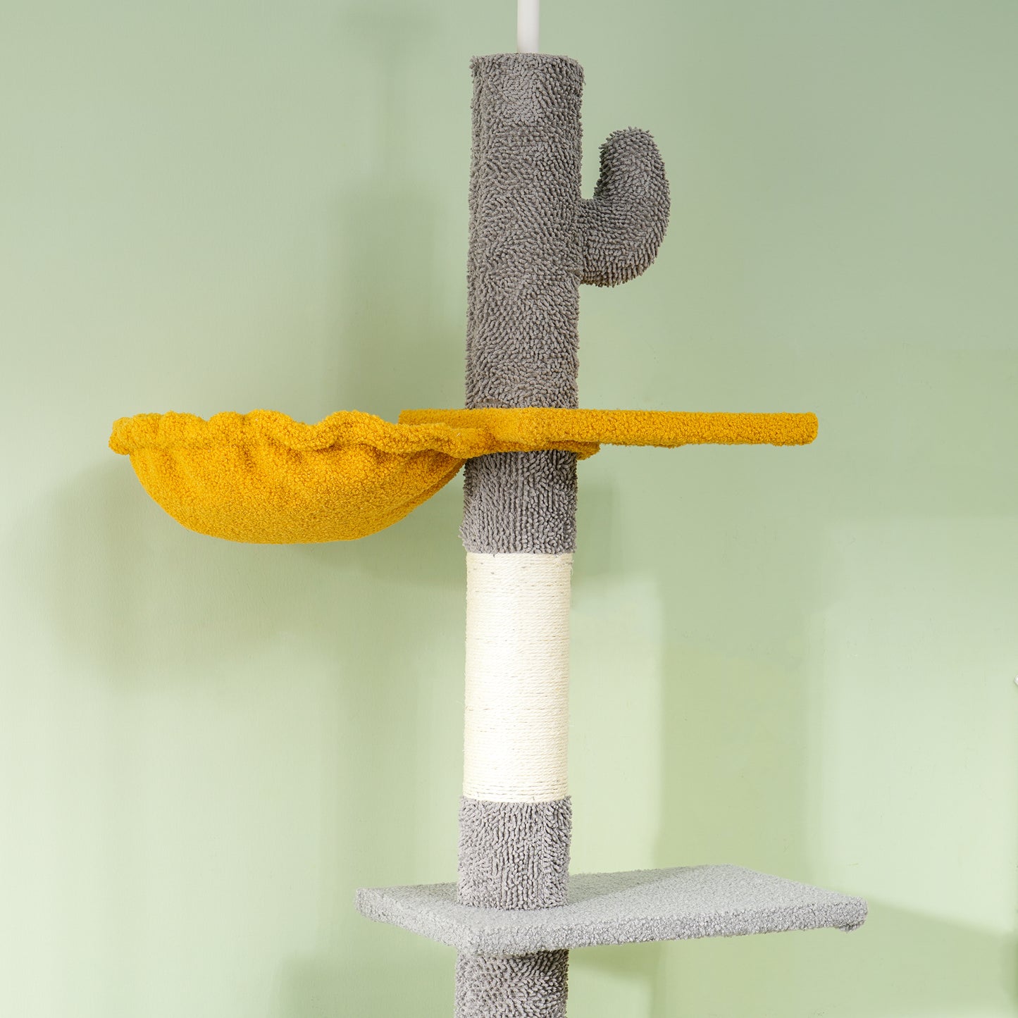 Floor to Ceiling Cat TreeTower with 90.5"-108" Adjustable Height, Scratching Posts, Hammock, Comdo, Toy Ball, Light Grey Floor to Ceiling Cat Trees   at Gallery Canada