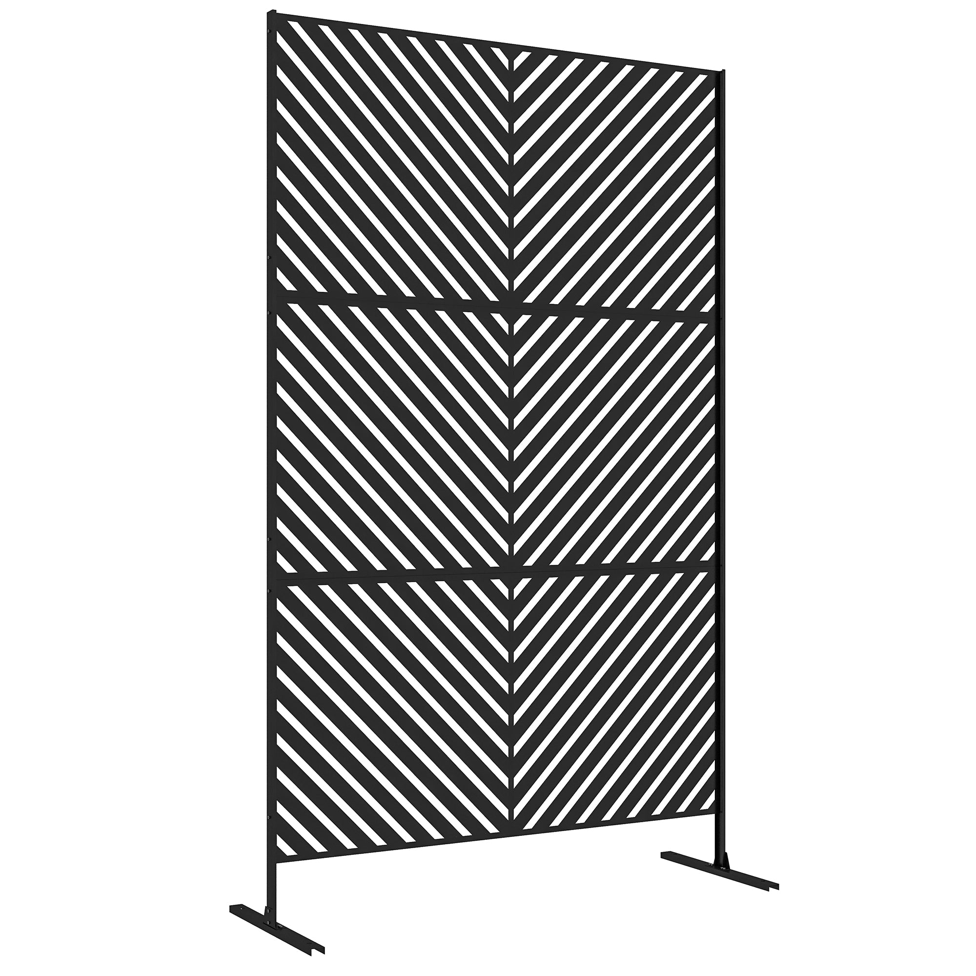 6.5FT Decorative Outdoor Divider, Metal Privacy Screen with Stand, Triangle Style, Black Side Awnings at Gallery Canada