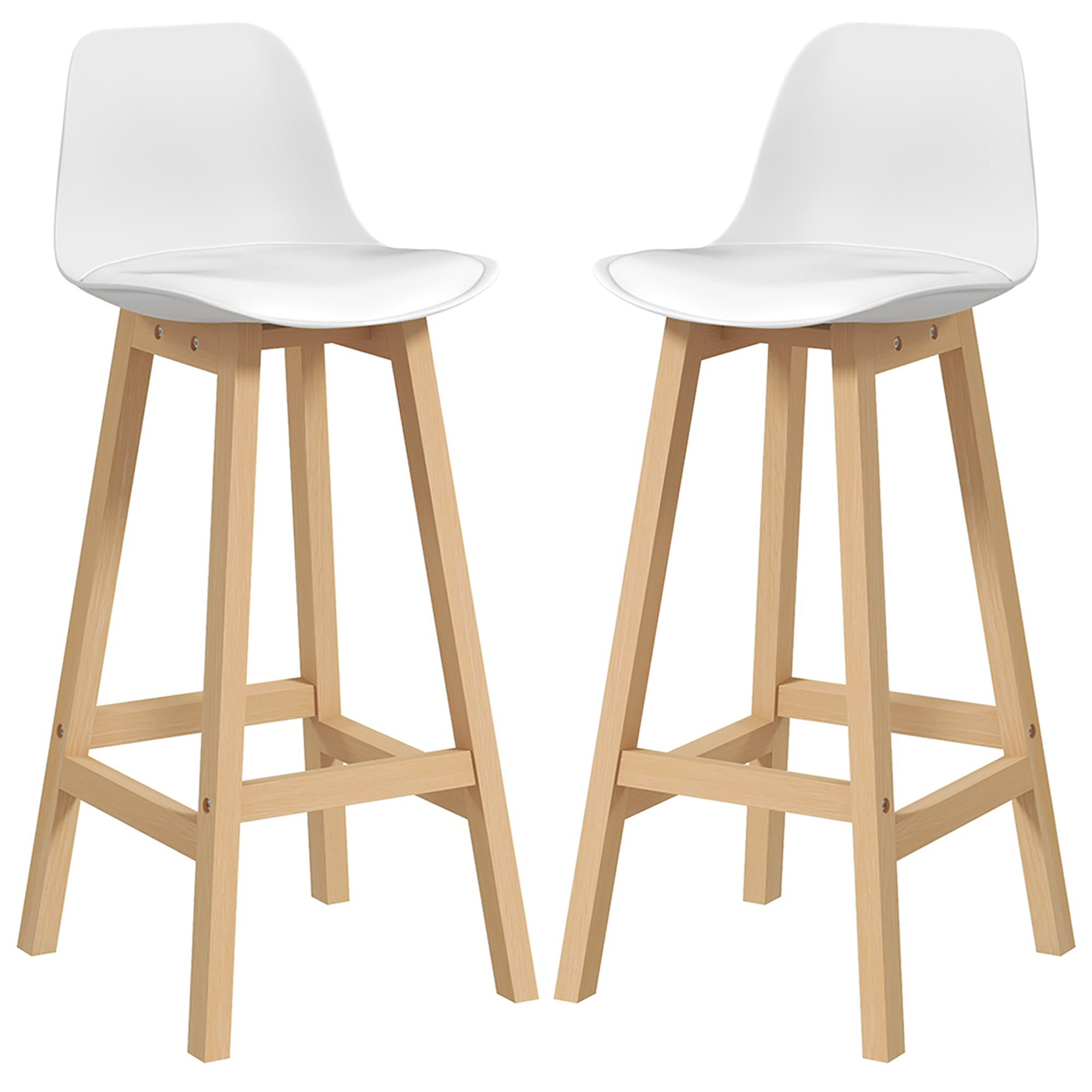 Bar Height Stools Set of 2, PU Leather Upholstered Stools for Kitchen Island, Modern Bar Chairs with Backs, White Bar Stools Multi Colour  at Gallery Canada