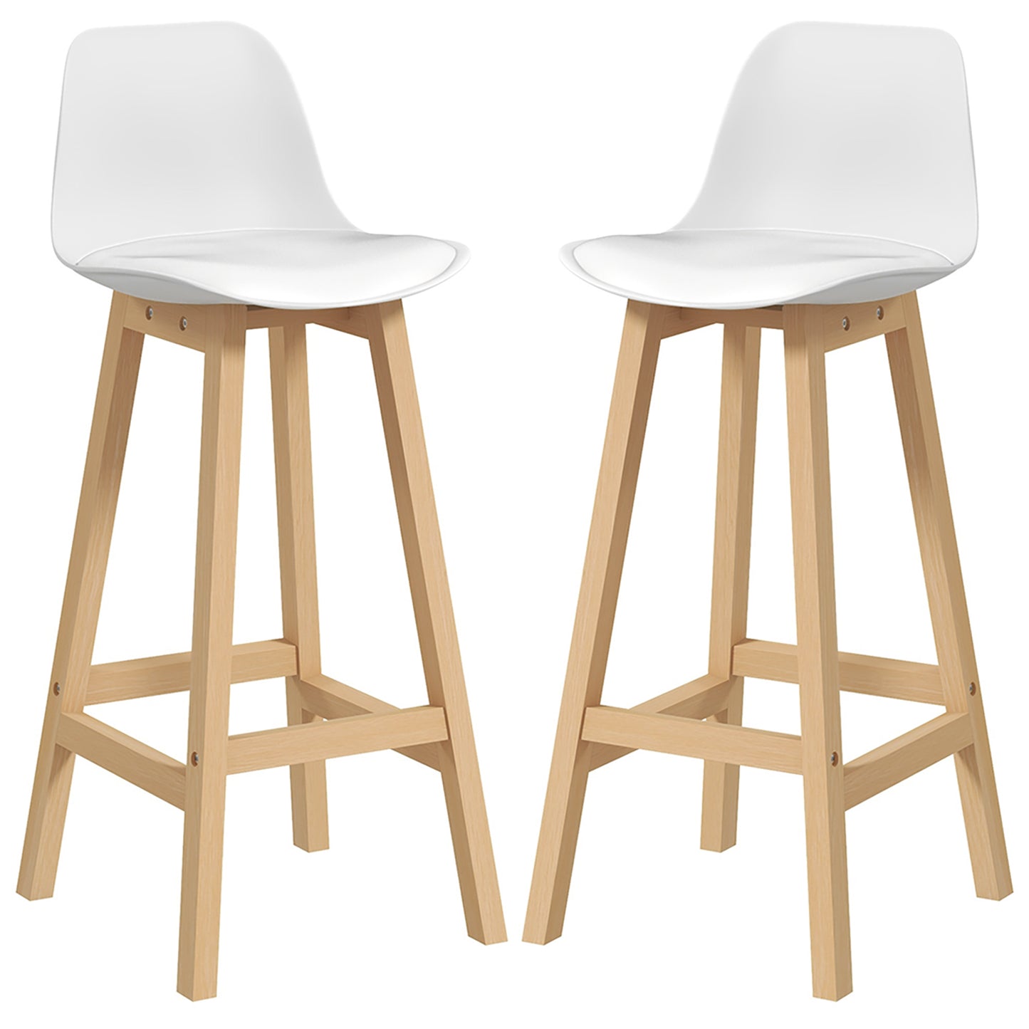 Bar Height Stools Set of 2, PU Leather Upholstered Stools for Kitchen Island, Modern Bar Chairs with Backs, White Bar Stools Multi Colour  at Gallery Canada