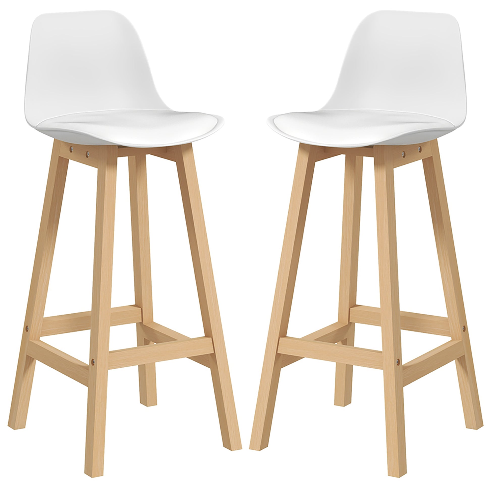 Bar Height Stools Set of 2, PU Leather Upholstered Stools for Kitchen Island, Modern Bar Chairs with Backs, White Bar Stools Multi Colour  at Gallery Canada