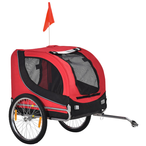 Dog Bike, Trailer Pet Cart, Bicycle Wagon, Travel Cargo, Carrier Attachment with Hitch, Foldable for Travelling, Red