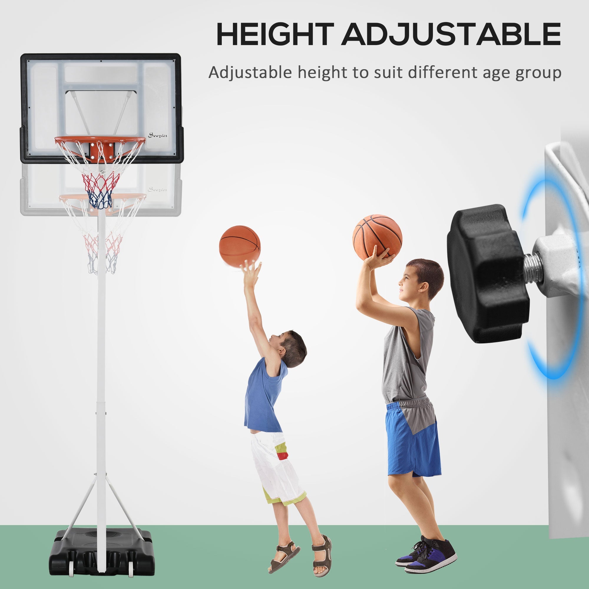 Portable Basketball Hoop, 7ft-8.5ft Height Adjustable Basketball System with Wheels &; 35.5