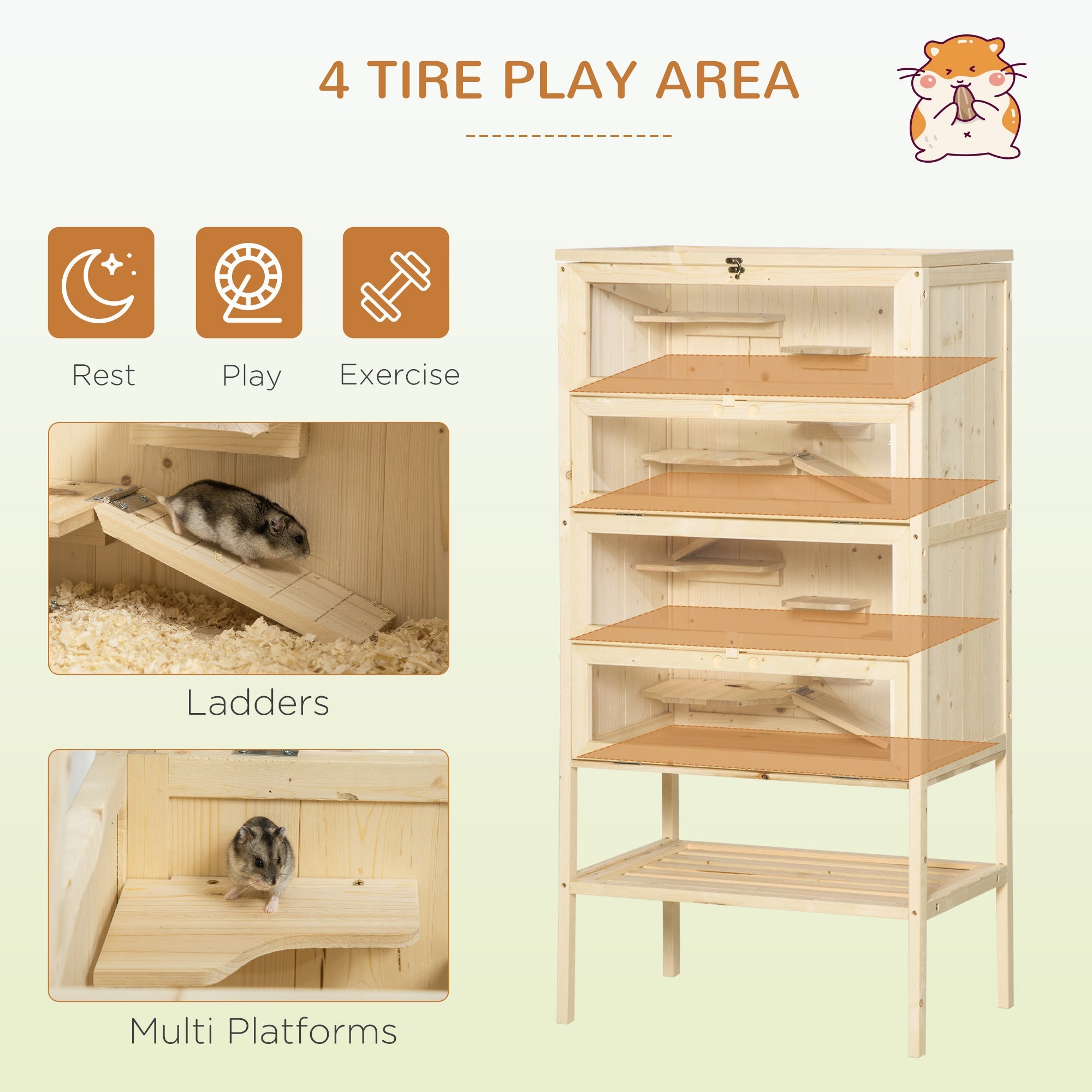 5 Tier Fir Wood Hamster Cage Mouse Rats Small Animals Play House Exercise Activity Center Hamster Cages   at Gallery Canada