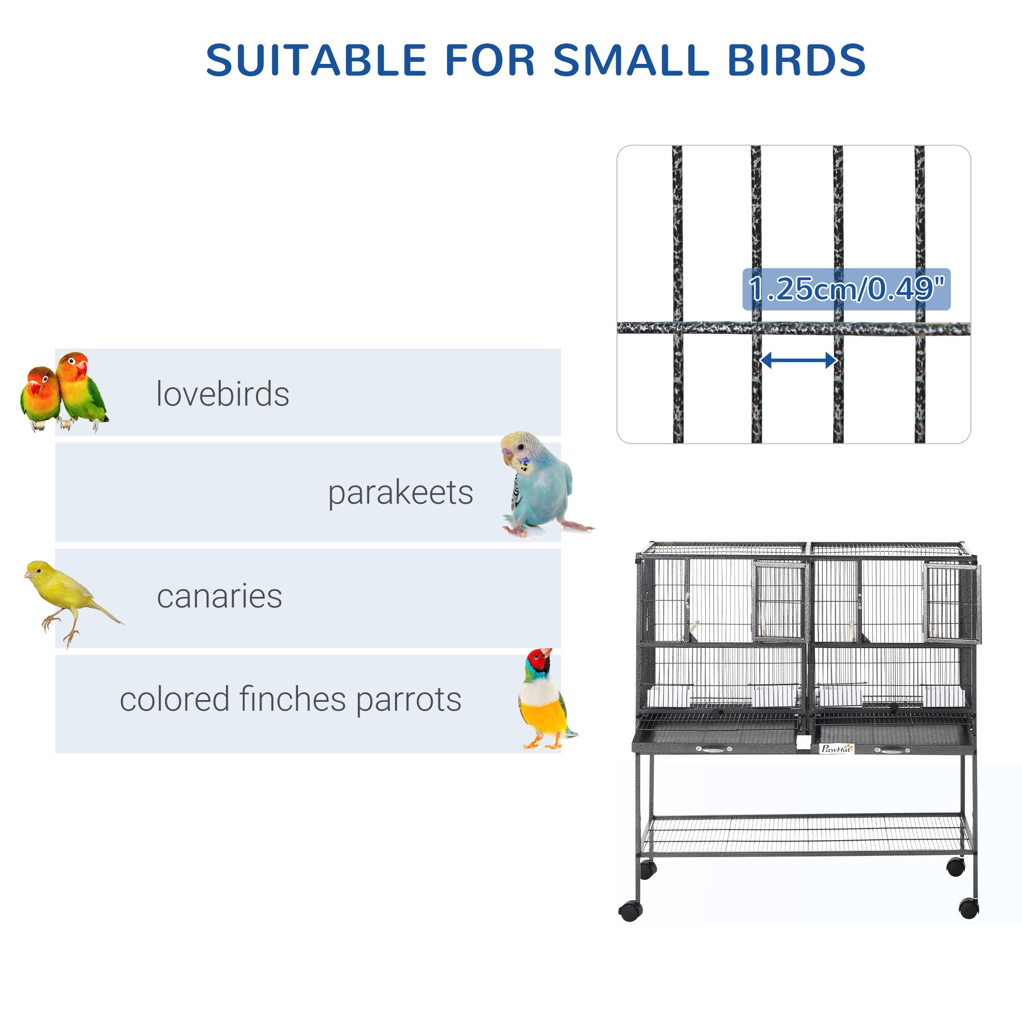 Large Double Rolling Metal Bird Cage Bird House w/ Removable Tray Storage Shelf Bird Cages at Gallery Canada