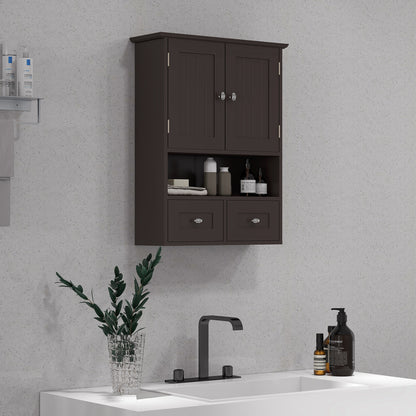 Medicine Cabinet, Bathroom Wall Cabinet with Shelf and Drawers for Hallway, Living Room, Brown Wall Mounted Cabinets   at Gallery Canada