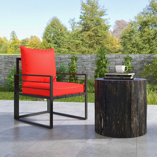 Patio Chair Cushions, Thick Deep Seat Outdoor Seat Cushion with Back Cushion, Red