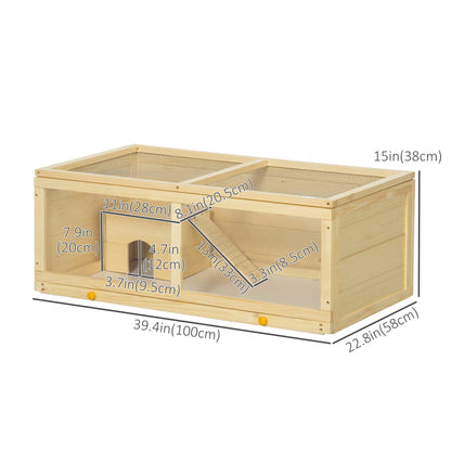 Natural Wooden Small Animal Cage with Sliding Tray and Openable Top, Natural Hamster Cages   at Gallery Canada