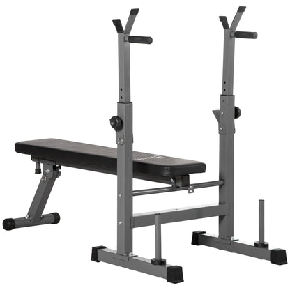 Adjustable Weight Bench, Foldable Bench Press with Barbell Rack and Dip Station for Home Gym, Strength Training Multiuse Workout Bench, Black and Grey Weight Benches Black and Grey  at Gallery Canada