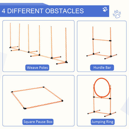 Portable 4PC Dog Agility Training Set with Adjustable Hurdles and Jump Ring, Orange Dog Agility Training Equipment   at Gallery Canada