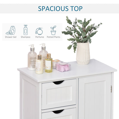 Bathroom Storage Cabinet, Floor Cabinet with Adjustable Shelf and 4 Drawers, Side Cabinet for Washroom, White Bathroom Cabinets   at Gallery Canada