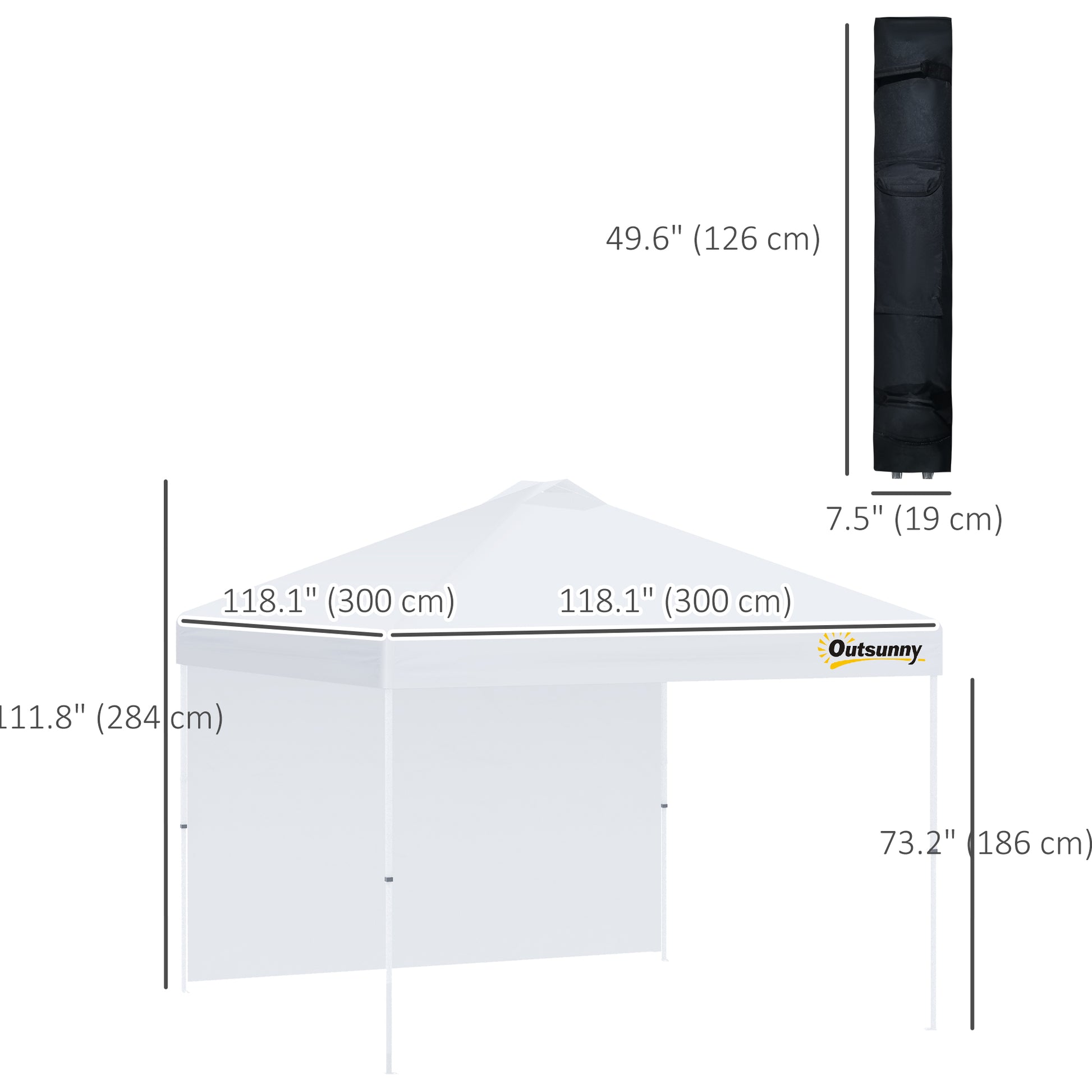 10' x 10' Pop Up Canopy Tent with Adjustable Height, 1 Sidewall, and Wheeled Carry Bag for Outdoor, Garden, Patio, White Pop Up Canopies at Gallery Canada