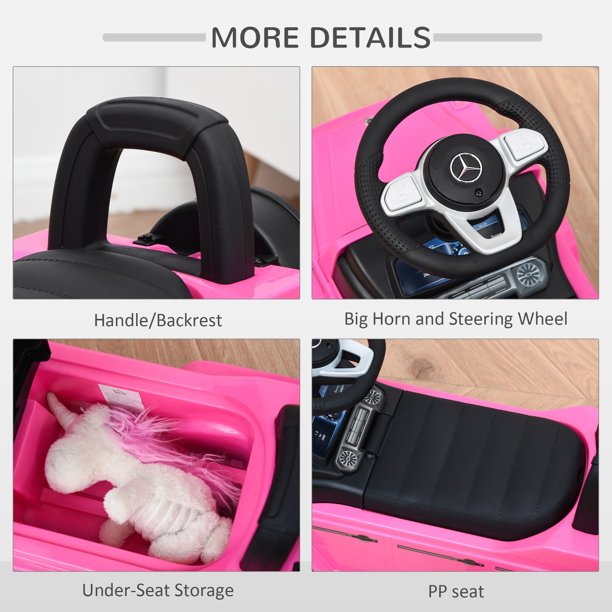 Compatible Baby Toddler Push Car Foot-to-Floor Ride-On Wheel Mercedes-Benz G350 Licensed Pink Push Cars for Toddlers   at Gallery Canada