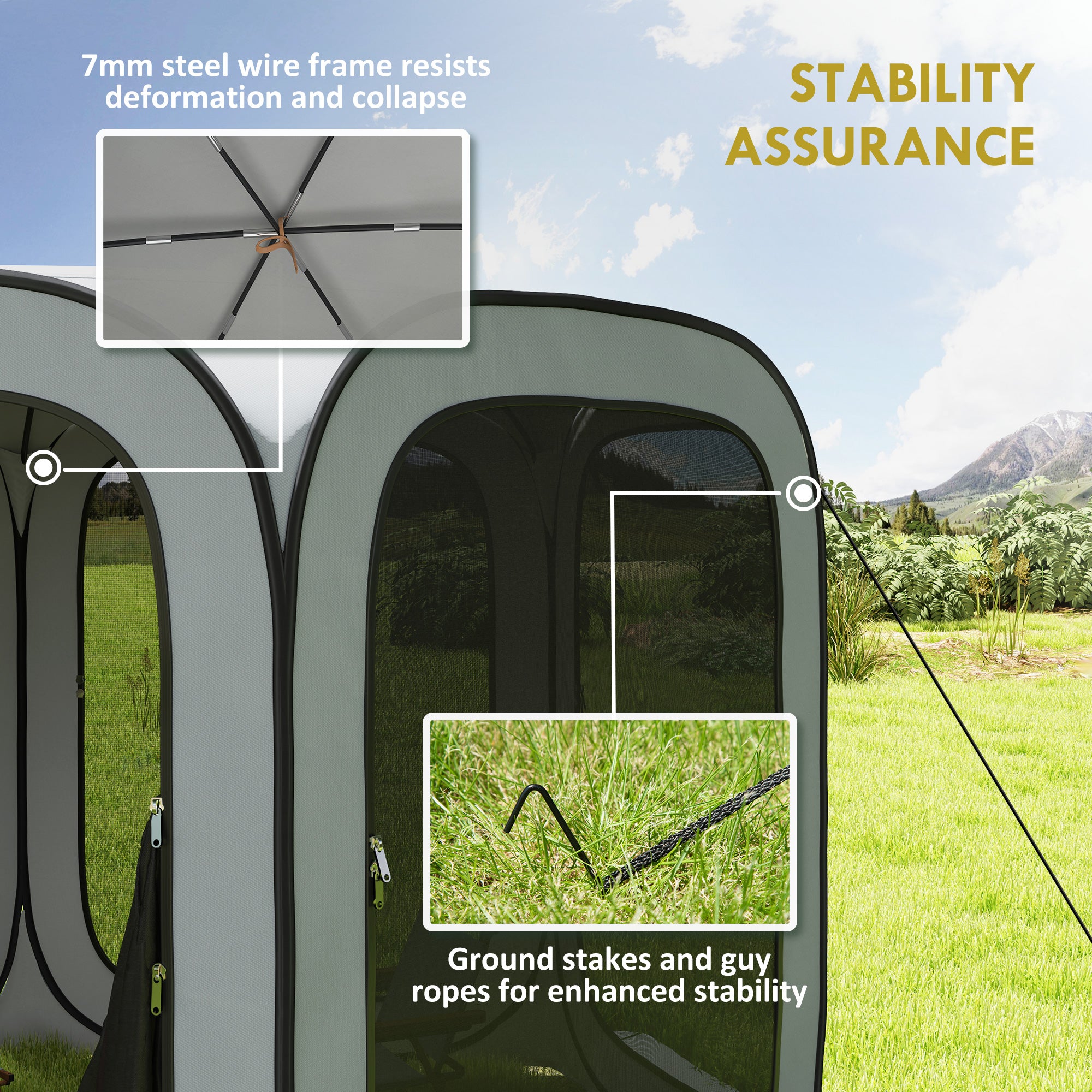 11 x 11ft Pop Up Screen Tent, UPF50+ Portable Camping Gazebo Screen House with Carry Bag, Light Grey Camping Tents at Gallery Canada
