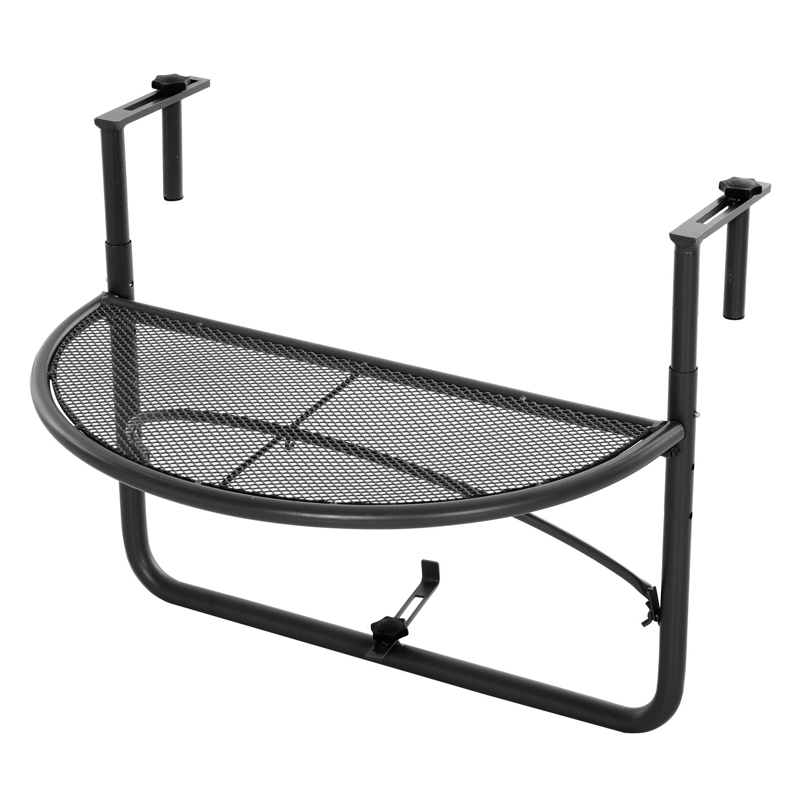 Adjustable Balcony Hanging Rail Table Metal Mounting Mini Wall Desk Storage Rack Outdoor Flower Stand, Black Balcony Table Hanging Black at Gallery Canada