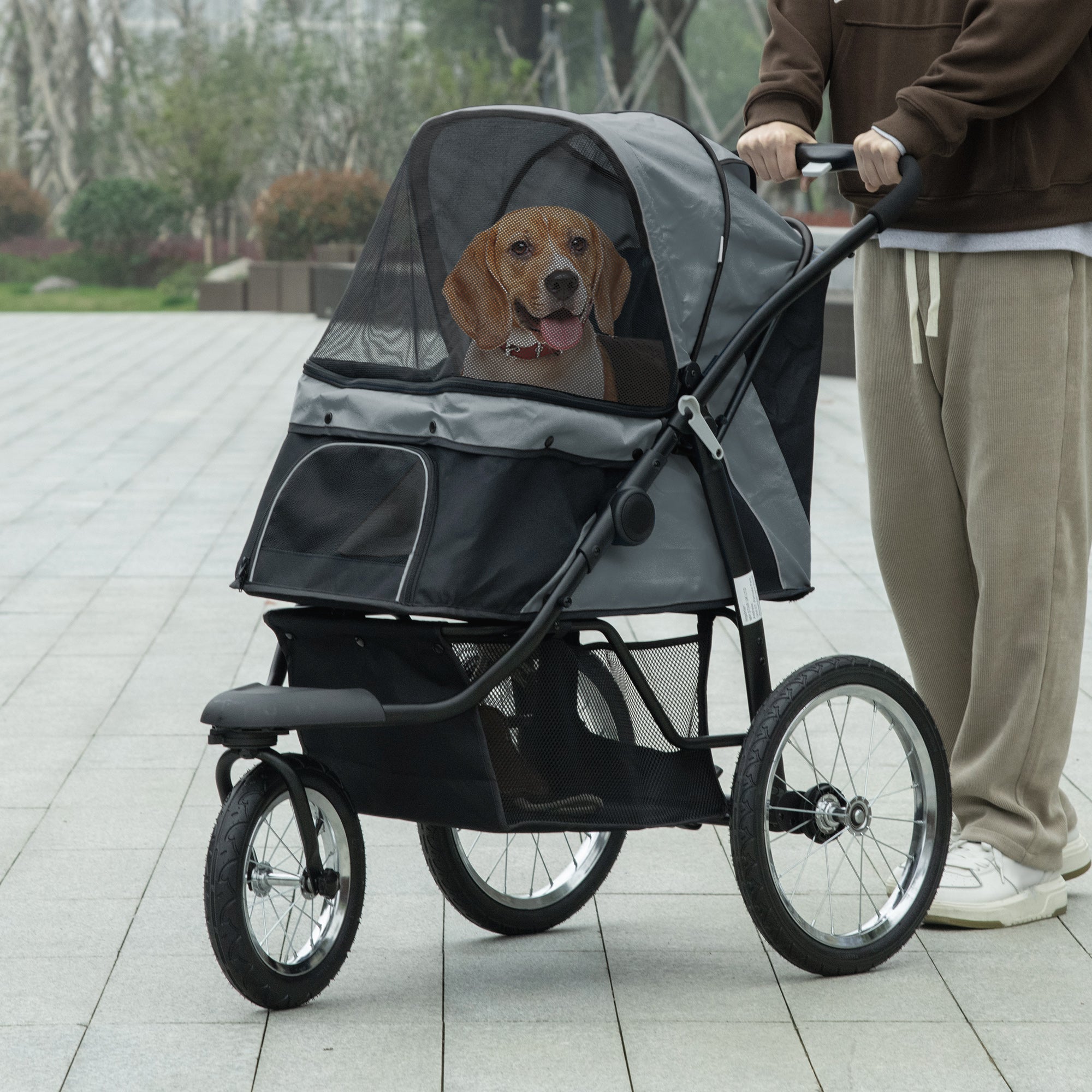 3 Big Wheels Pet Stroller for Small, Medium Dogs, Cat Stroller Travel Folding Carrier with Adjustable Canopy, Black Dog Bike Trailers & Strollers at Gallery Canada