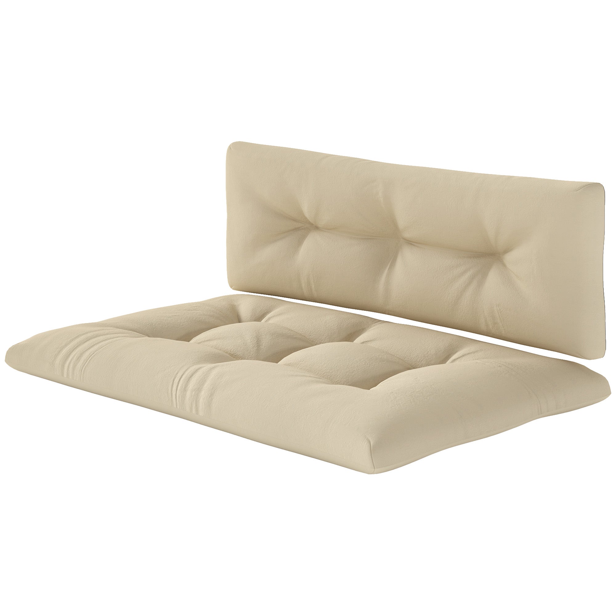 2-Piece Pallet Cushion Set, Outdoor 3.9" Thick Replacement Pallet Sofa Cushions, Tufted Replacement Pads for Garden Patio, Beige Patio Chair Cushions Beige at Gallery Canada
