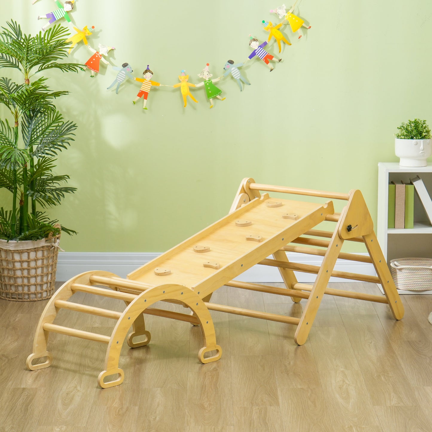 5 in 1 Pikler Triangle Set with Ladder, Ramp, Arch, for 18-48 months, Nature Wood Baby Gym & Playmats   at Gallery Canada