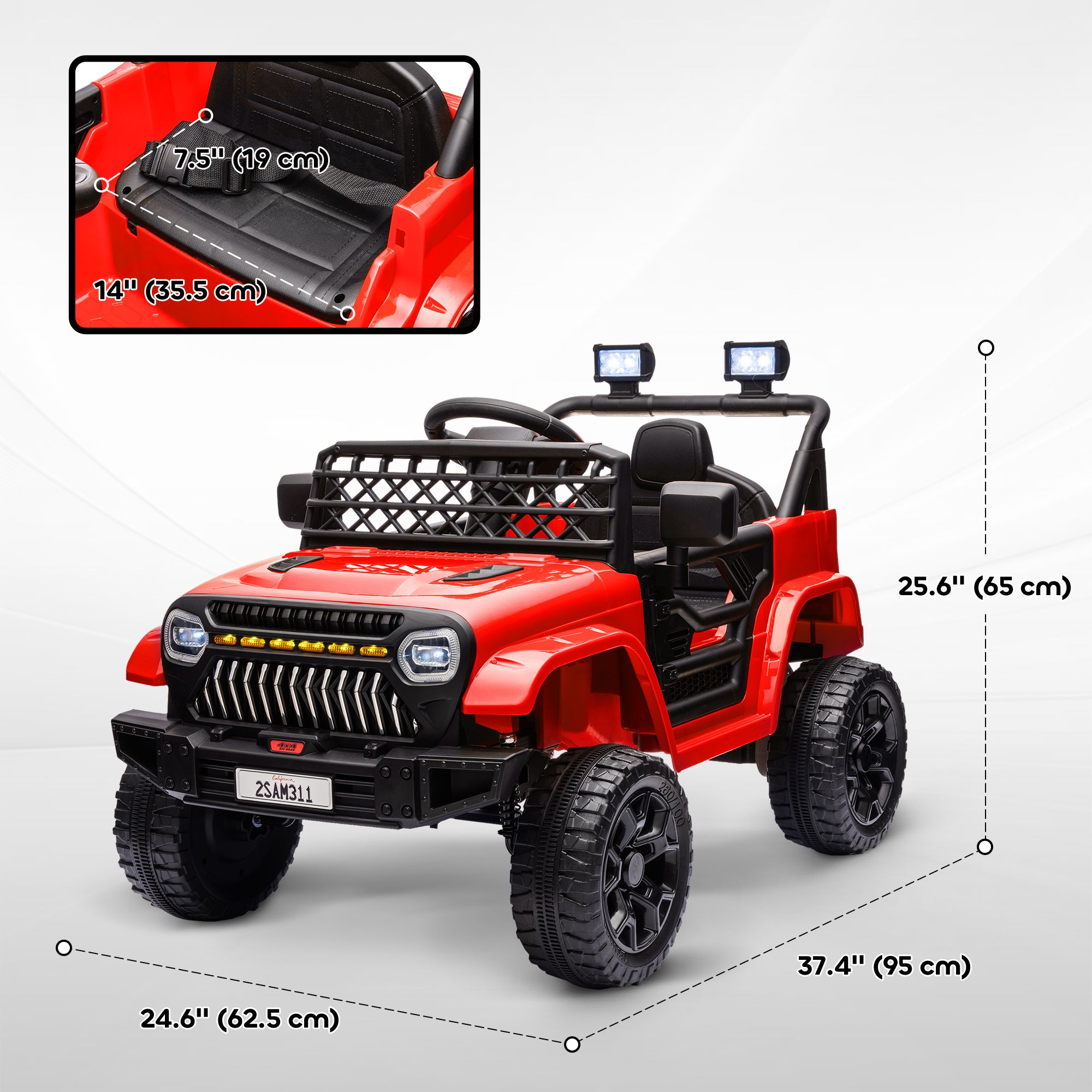 12V Ride on Truck, Electric Car for Kids with Remote Control, Suspension, 3 Speeds, USB Music Headlights, Red Electric Toy Cars   at Gallery Canada