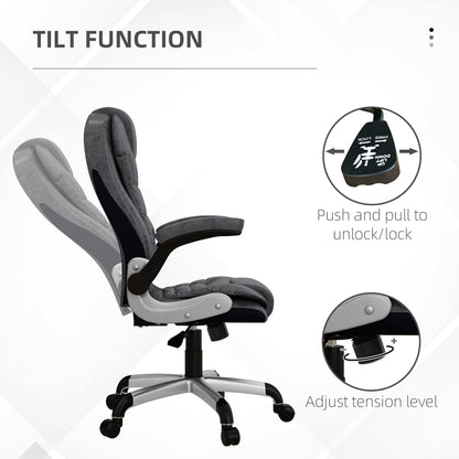 Heavy Duty Microfibre Office Chair, Big and Tall Computer Chair with Flip-up Arm, 400lbs, Charcoal Grey Executive & Manager Chairs   at Gallery Canada