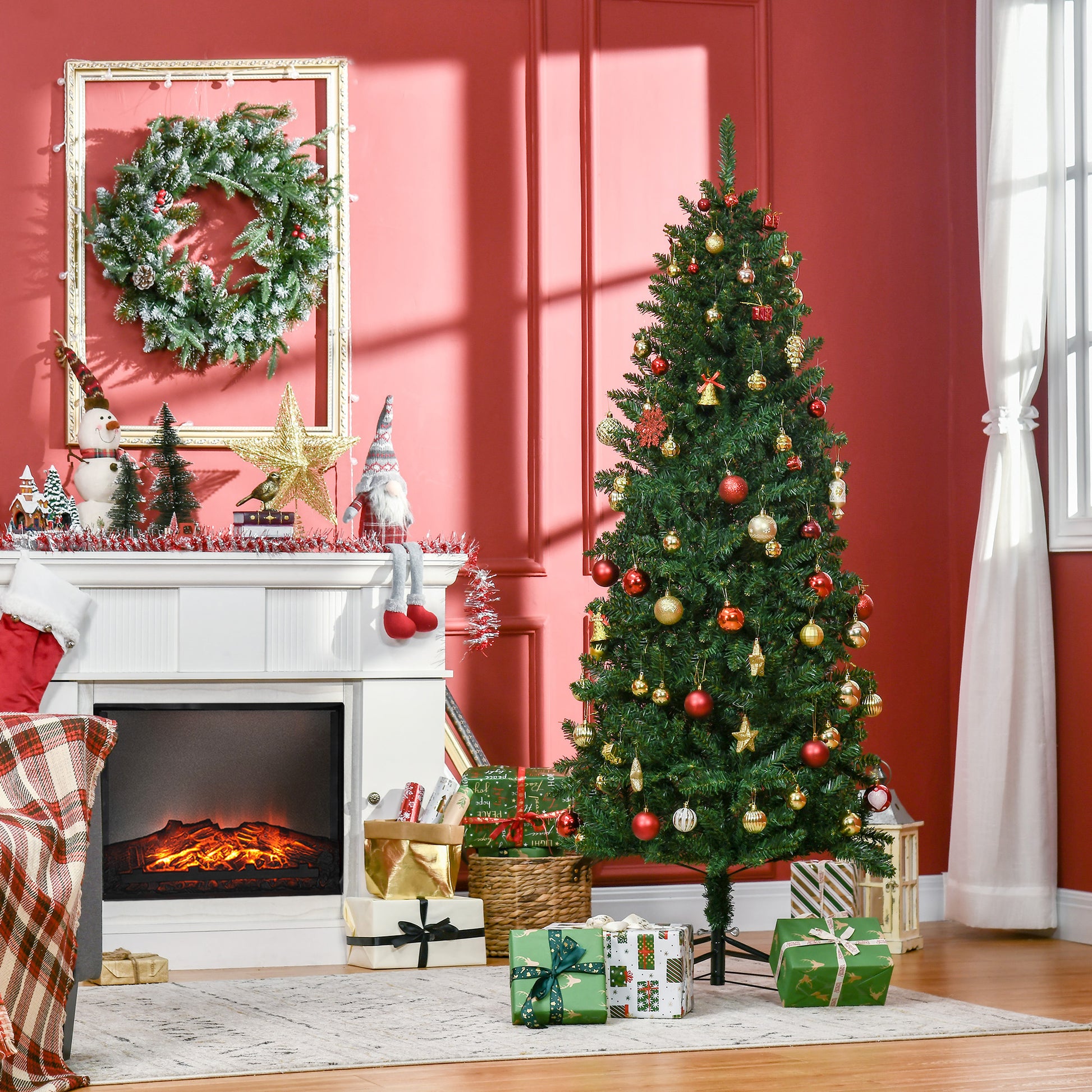 6ft Artificial Christmas Tree w/ Metal Stand Spruce Branch Tips Green Artificial Christmas Trees Green  at Gallery Canada