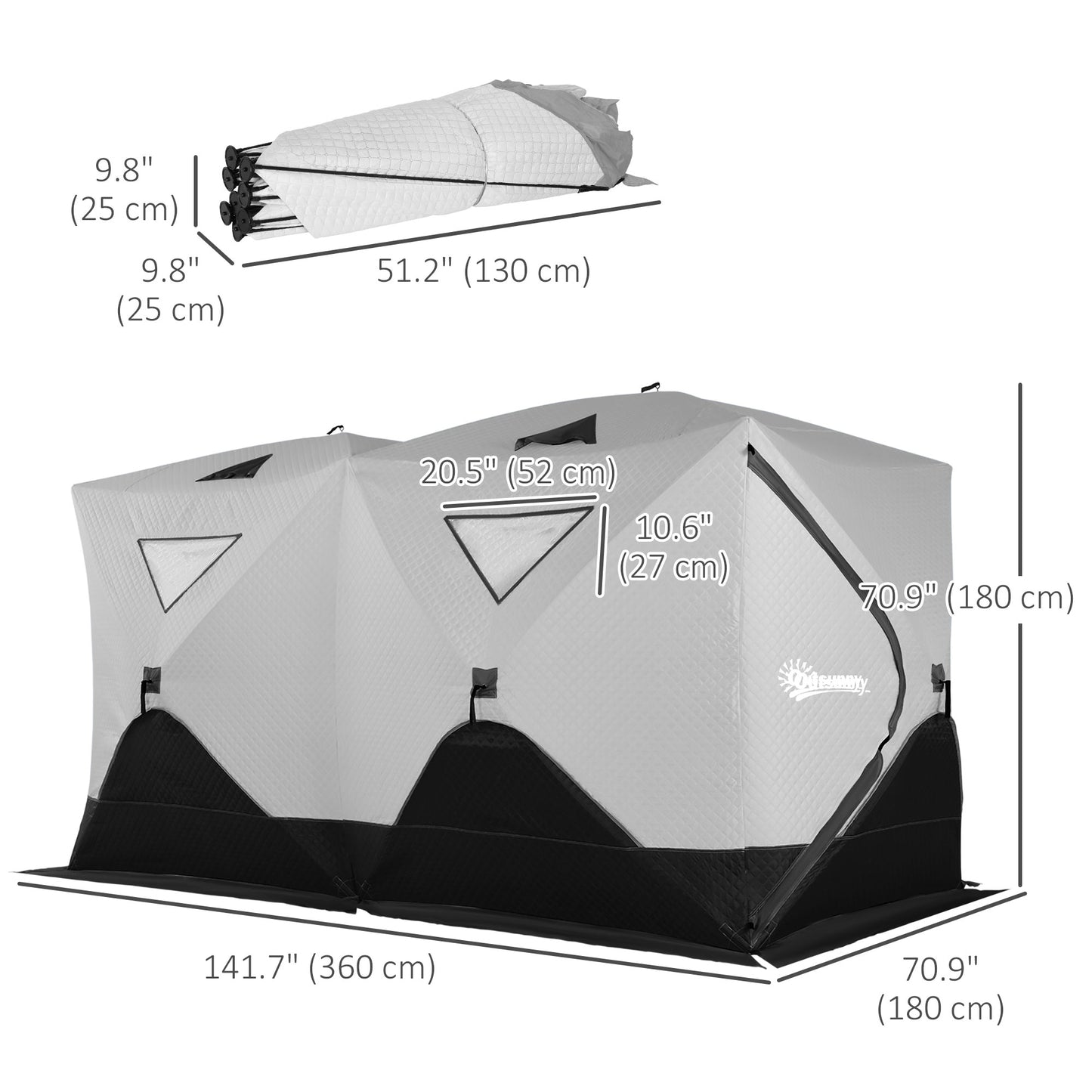 8-Person Insulated Ice Fishing Tent Shelter with Ventilation Windows and Carry Bag, for -22℉, Grey Ice Fishing Tents   at Gallery Canada