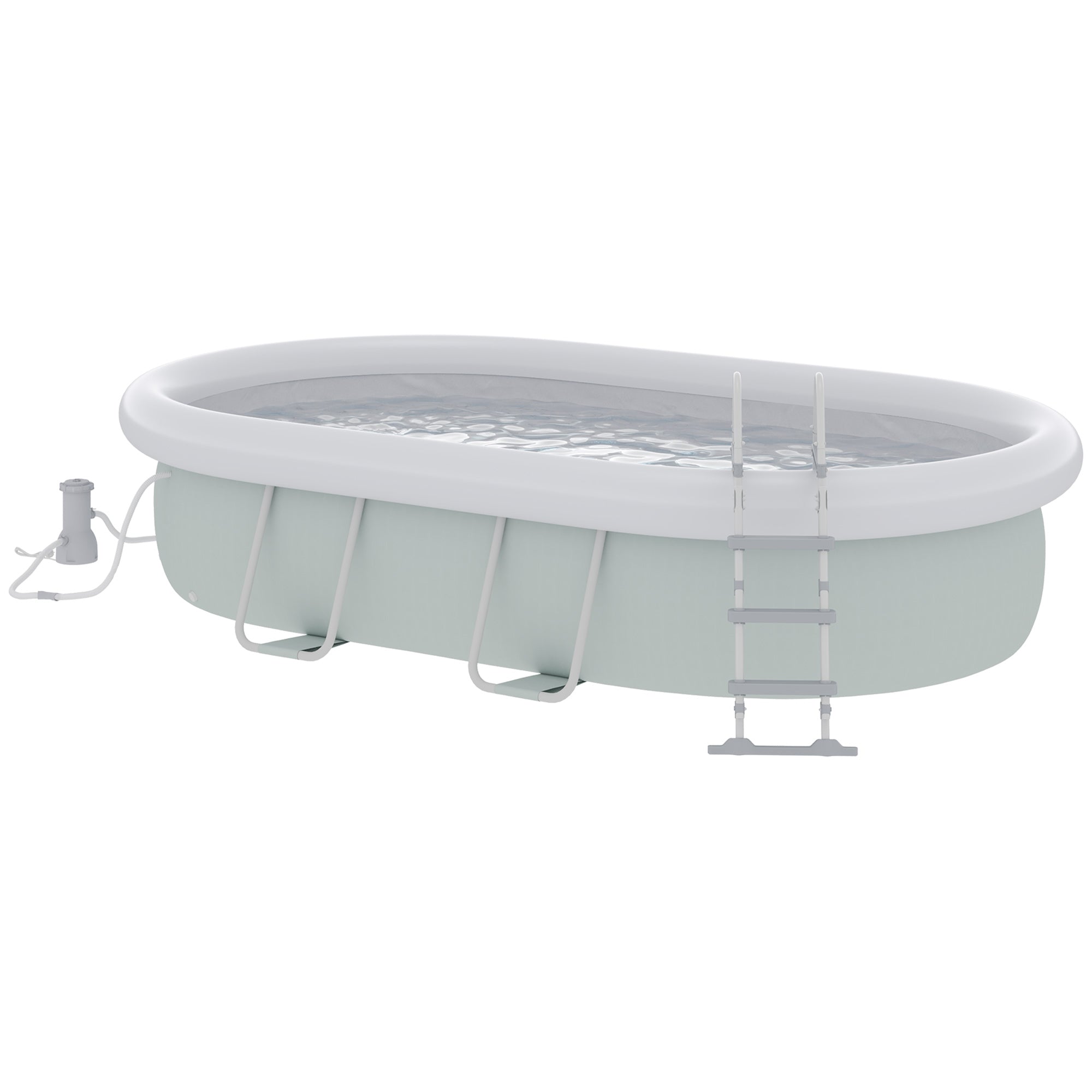 18' x 10' x 3.5' Above Ground Swimming Pool, Non-Inflatable Rectangular Steel Frame Pool with Filter Pump, Safety Ladder for 1-8 People, Grey Outdoor Swimming Pools & Hot Tubs Grey at Gallery Canada