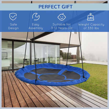 43.25" Saucer Swing Giant Hanging Tree Swing, Nest Web Rope Seat, Adjustable Hanging Ropes for Indoor Outdoor Children 3-12 Years Old, Blue Gym Sets & Swings   at Gallery Canada