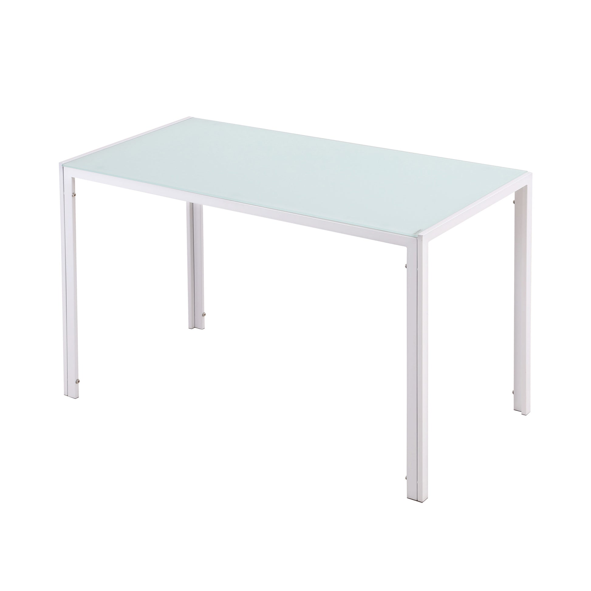 Rectangular Kitchen Table for 4 People, Dining Table with Tabletop Tempered Glass for Dining Room, Living Room, White Dining Tables   at Gallery Canada