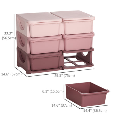 3 Tier Kids Toy Organizer and Storage Bins with 6 Plastic Drawers, Pink Baby & Kids Storage   at Gallery Canada