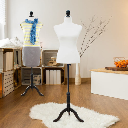 Female Fashion Mannequin Dress Form Torso Dressmaker Stand Clothing Display w/ Base (White)