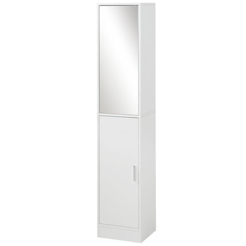 Tall Bathroom Cabinet with Mirror Narrow Bathroom Storage Cabinet with Doors Adjustable Shelves for Small Spaces White