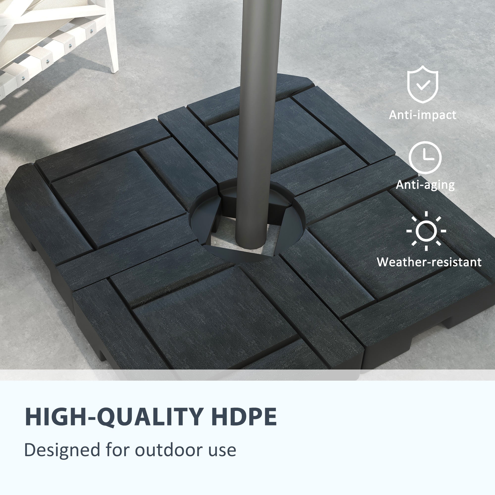 4PCs Patio Umbrella Base, Water or Sand Filled Cantilever Umbrella Weights for Cross Base with Handles, HDPE Umbrella Bases at Gallery Canada