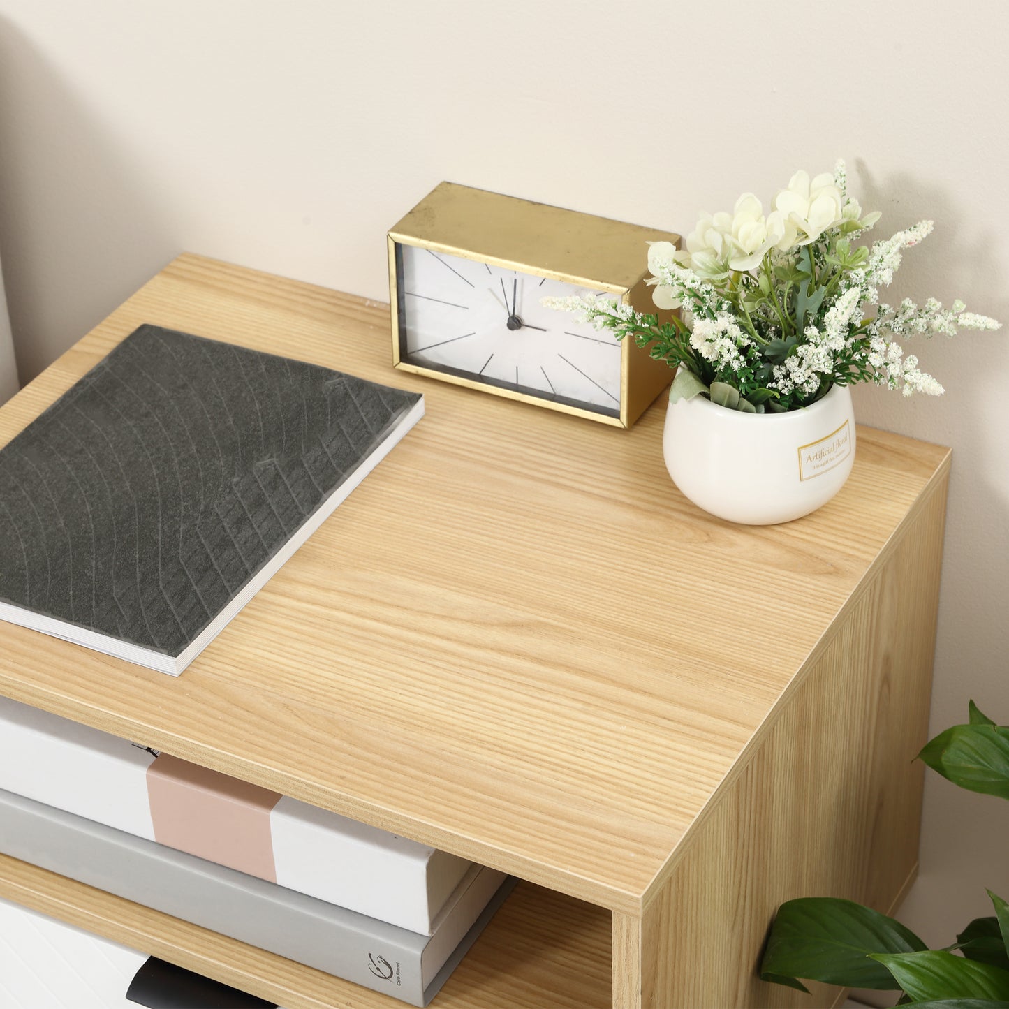 Modern Nightstand, Bedside Table with Drawer and Shelf for Bedroom, Living Room, Natural Bedside Tables   at Gallery Canada