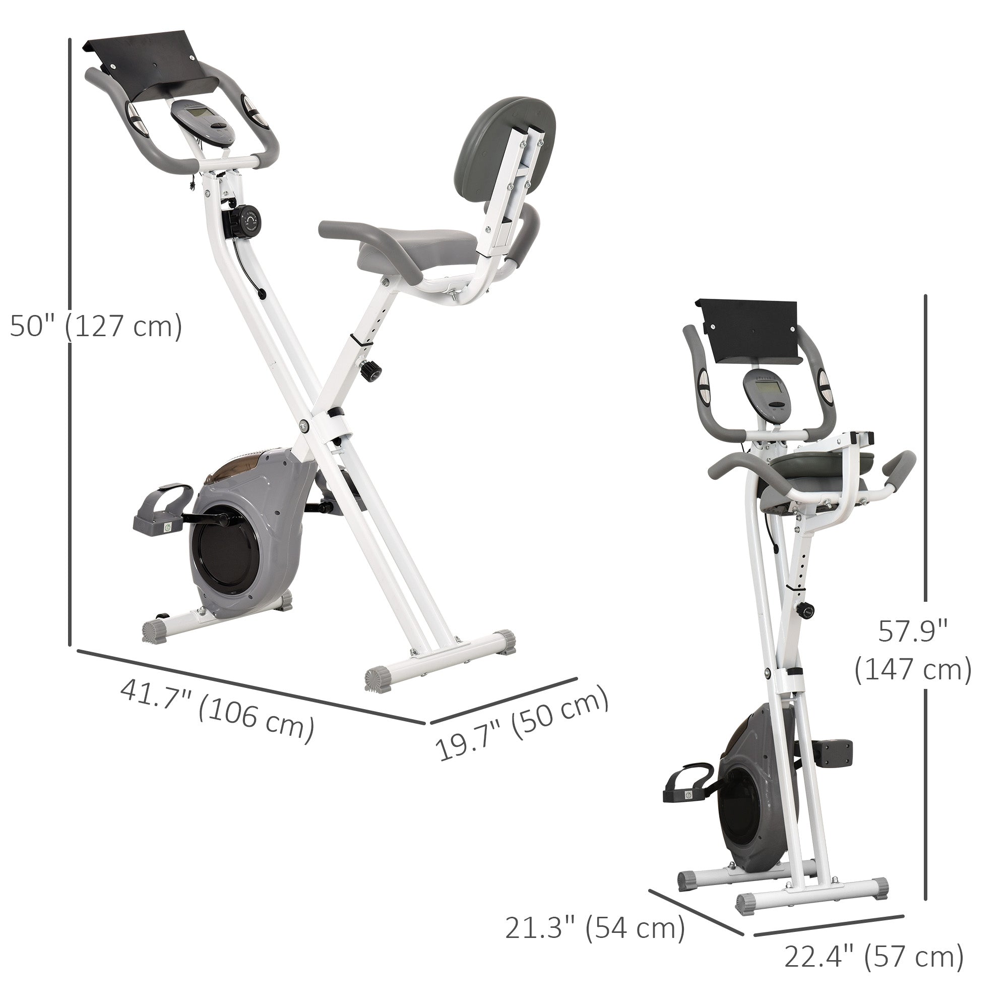 Folding Exercise Bike, Indoor Stationary Bike with 8-Level Magnetic Resistance and LCD Monitor, for Cardio Workout Grey Exercise & Stationary Bikes at Gallery Canada