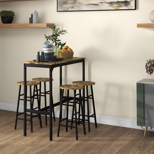 5-Piece Counter Height Bar Table and Chairs, Dining Table and Chairs Set for 4, Pub Table and Chairs