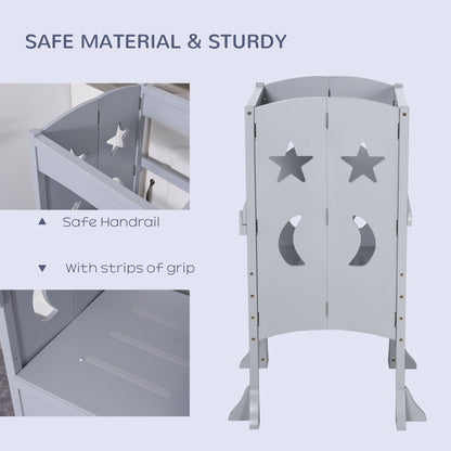 Step Stool with Safety Rail and Support Handles Kitchen Counter Step-up Helper Toddler & Kids Step Stools   at Gallery Canada