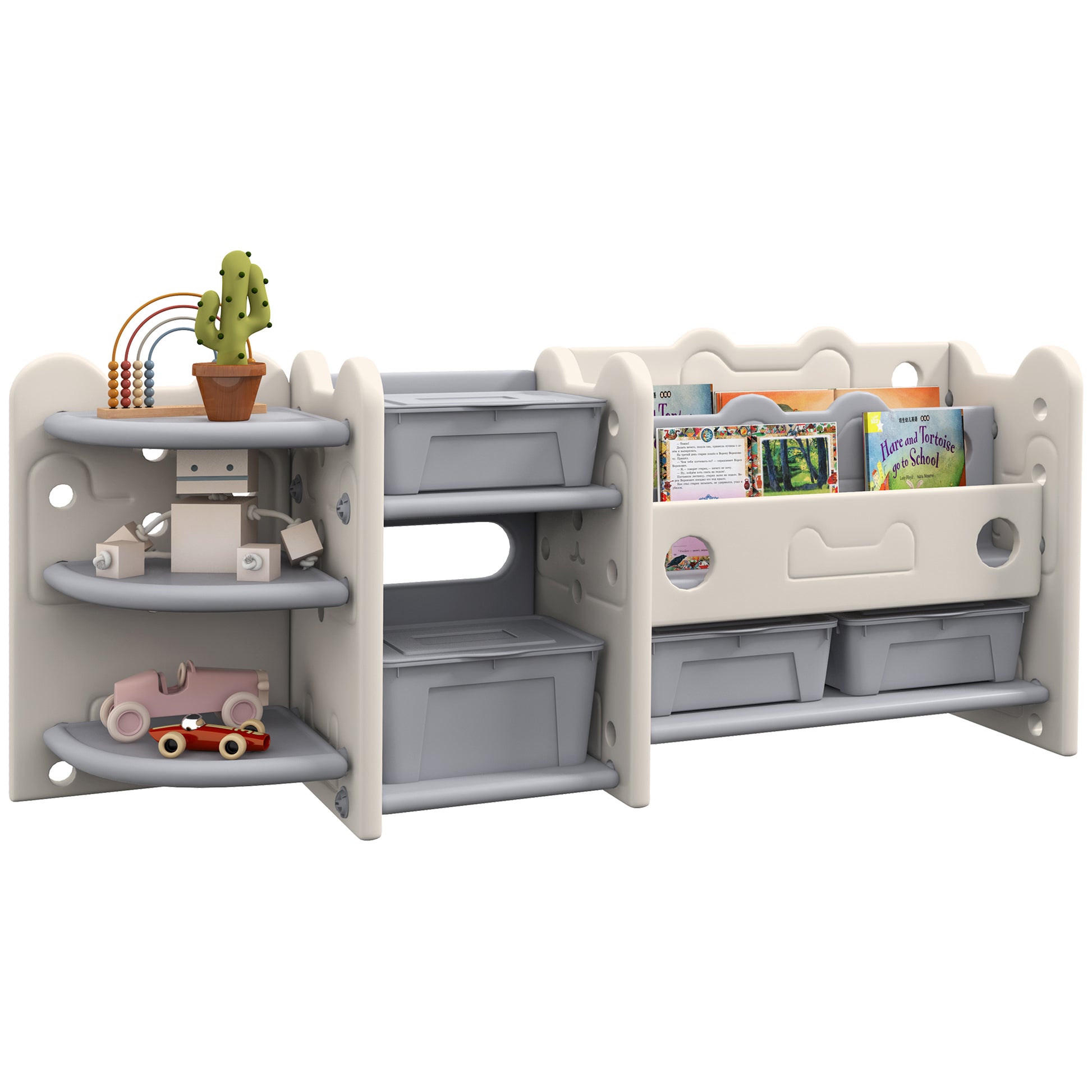 Toy Storage Organizer with 4 Storage Boxes, Bookshelves, Storage Racks, for Nursery, Kids Room, Playroom, Cream White Baby & Kids Storage   at Gallery Canada