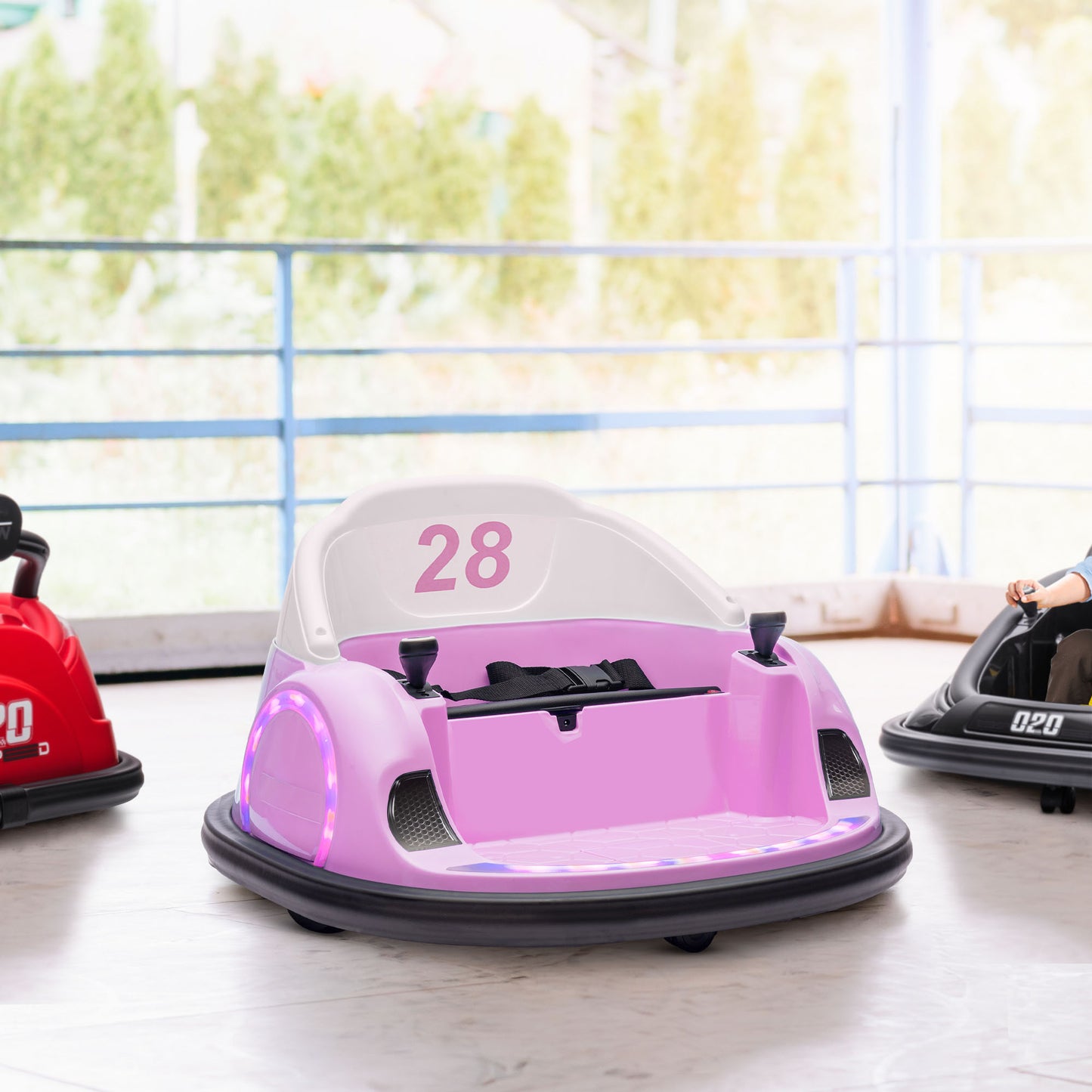 12V Bumper Car for Toddlers, Ride On Car with 360 Degree Remote Control, Lights Music Horn, for 1.5-5 Years, Pink Electric Toy Cars   at Gallery Canada