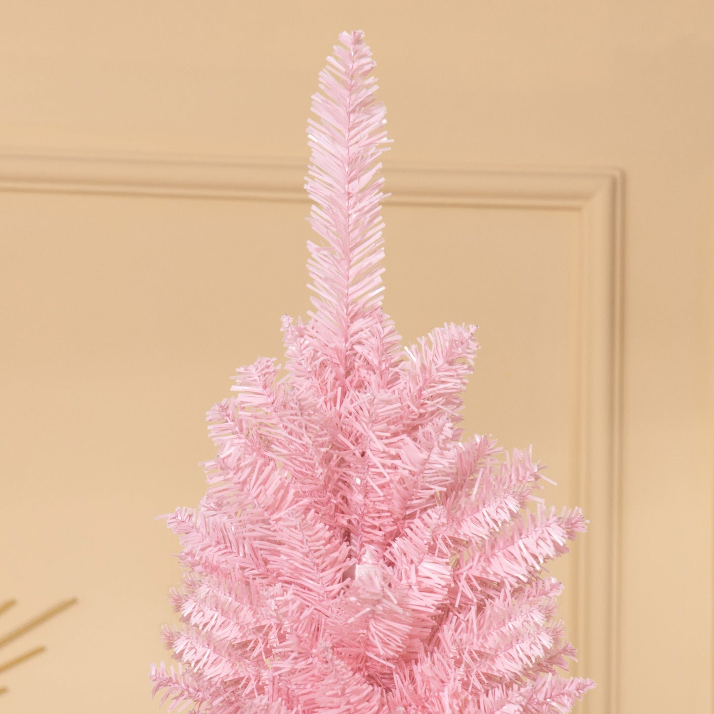 7' Pencil Christmas Tree, Slim Artificial Xmas Tree with Realistic Branches, Sturdy Metal Stand, Pink Pencil Christmas Trees   at Gallery Canada